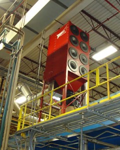 Micro Air RP8 is installed on mezzanine and ducted to multiple welding operations.